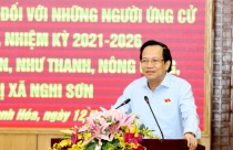 Minister Dao Ngoc Dung and candidates for the 15th National Assembly meet voters in Thanh Hoa