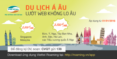 Khách hàng Viettel đi châu Á, châu Âu dùng data roaming chỉ từ 2.500đ/MB