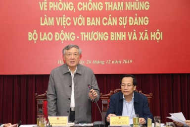 Đoàn công tác của Ban Chỉ đạo Trung ương về phòng, chống tham nhũng làm việc với Ban Cán sự Đảng Bộ Lao động – Thương binh và Xã hội